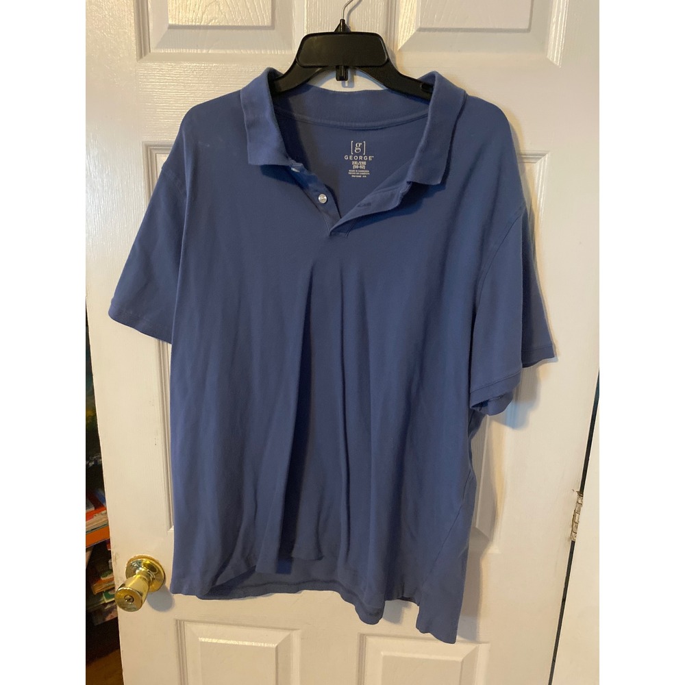 George Mens Short Sleeve Pique Polo Shirt Blue 2XL 50-52 RN52469